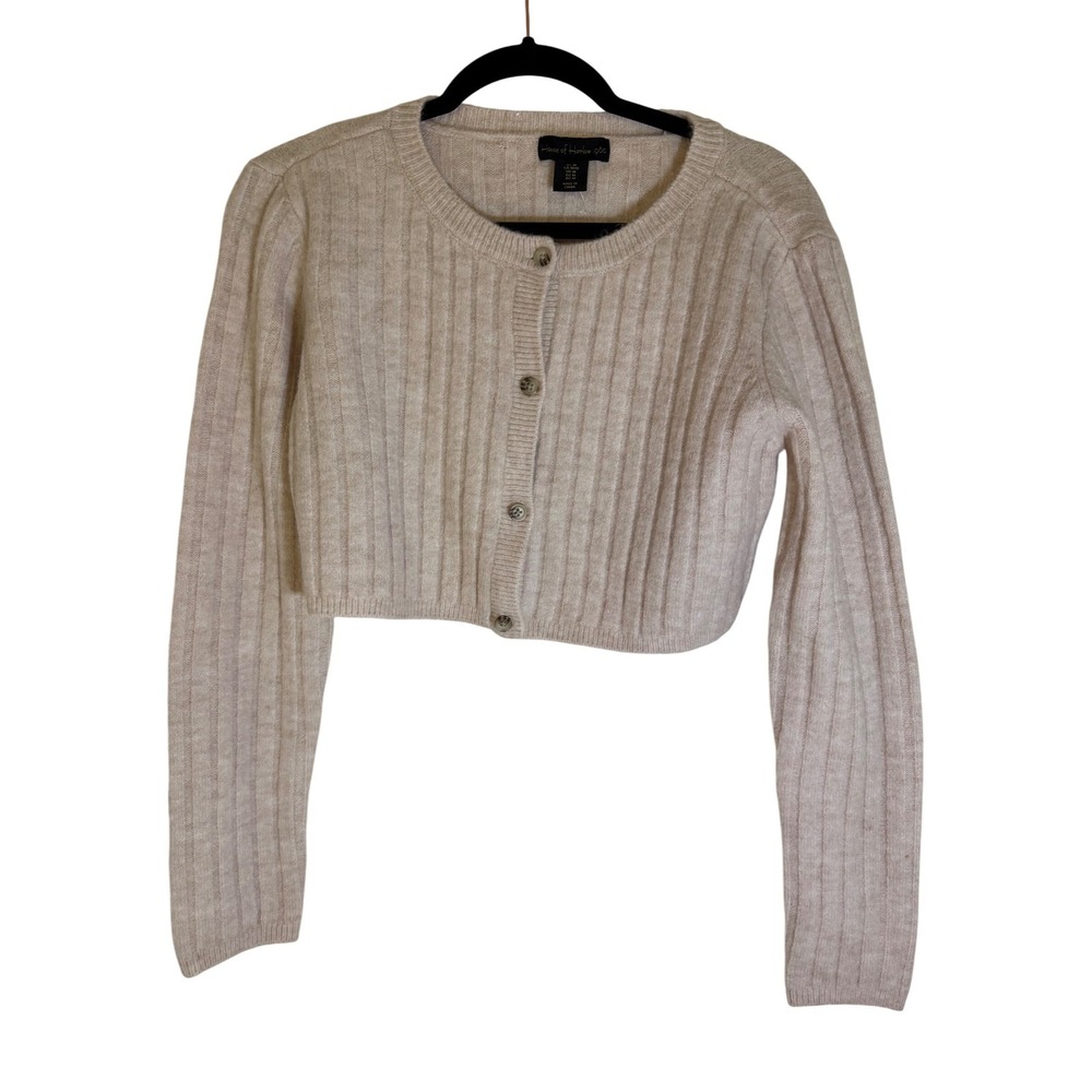 NEW House of Harlow 1960 Sweater Dress Cardigan 2 Piece Set‎ Ribbed Knit Beige M - Picture 8 of 15